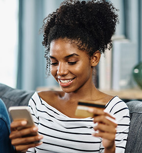 woman paying a bill online