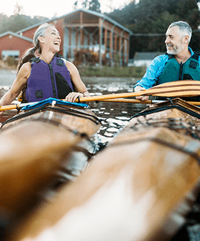 senior couple kayaking