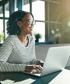 woman at a computer